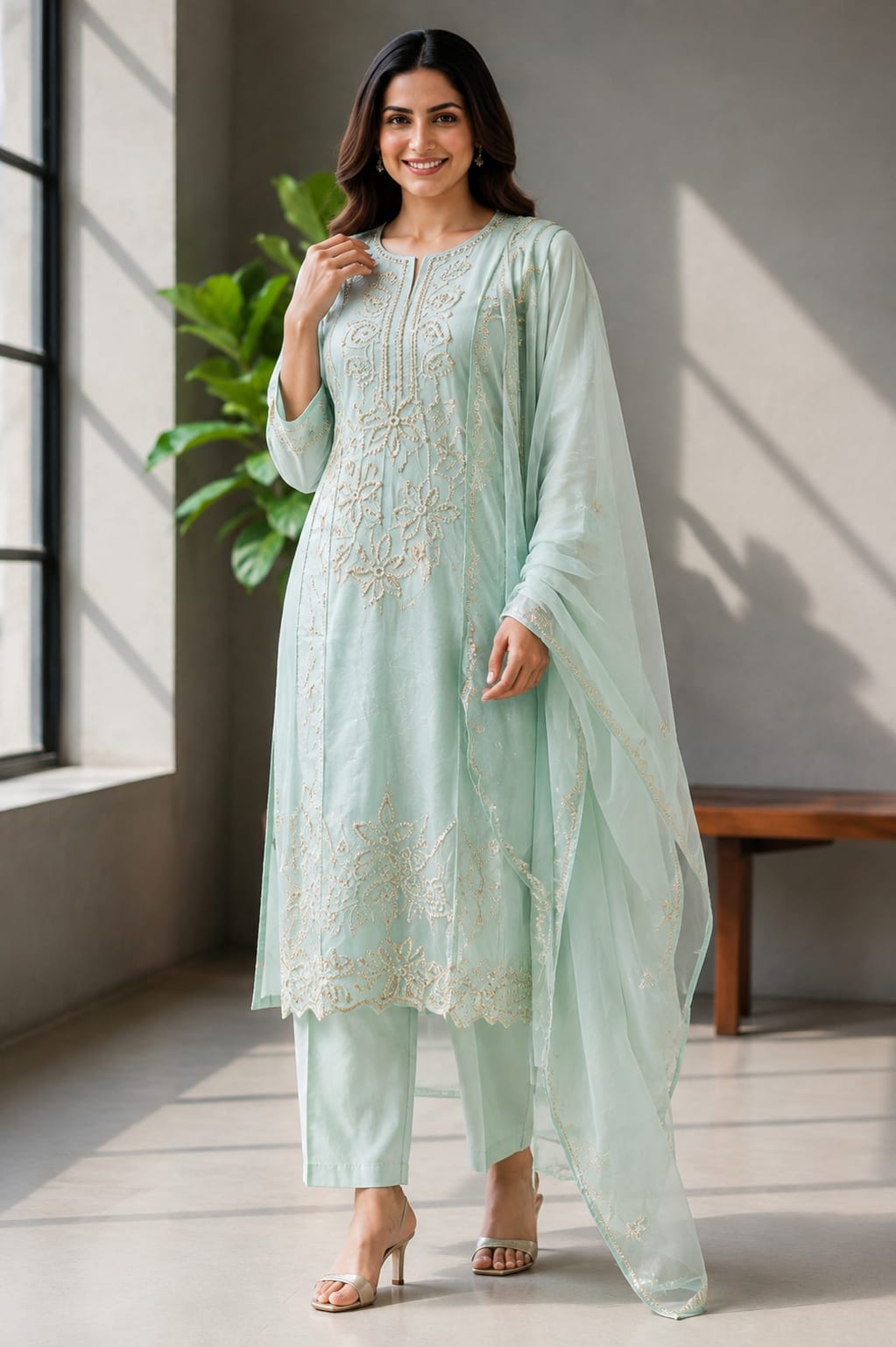 Women's Embroidered Kurta Set with Dupatta | Premium Ethnic Wear | Casual & Festive (Copy)